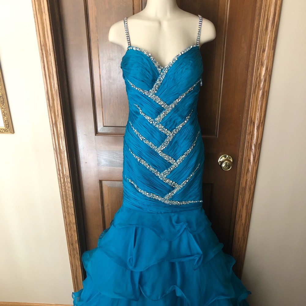 Rodney Alfred Teal Mermaid Gown